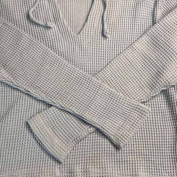 Moda International Womens Baby Blue Long Sleeve Waffle-Knit Hooded Sweater Sz XS - Picture 5 of 12